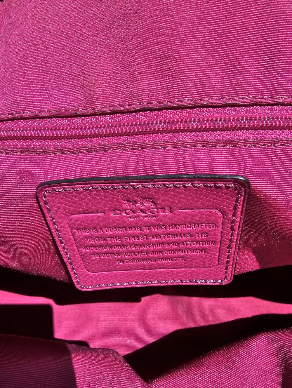 Coach Magenta Pebbled Leather Satchel Purse | Top Handle | Gold Hardware - Picture 8 of 16